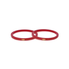 Gold Red Small Swastika Design Bangle