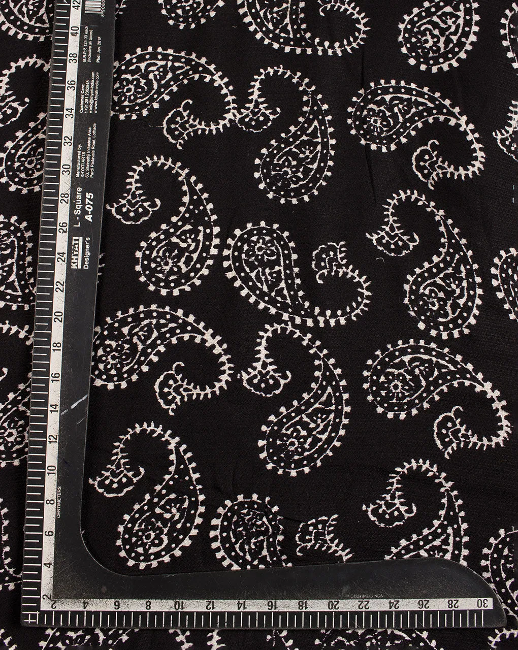 ( Pre Cut 90 CM ) Monochrome Hand Block Rayon Dobby Fabric