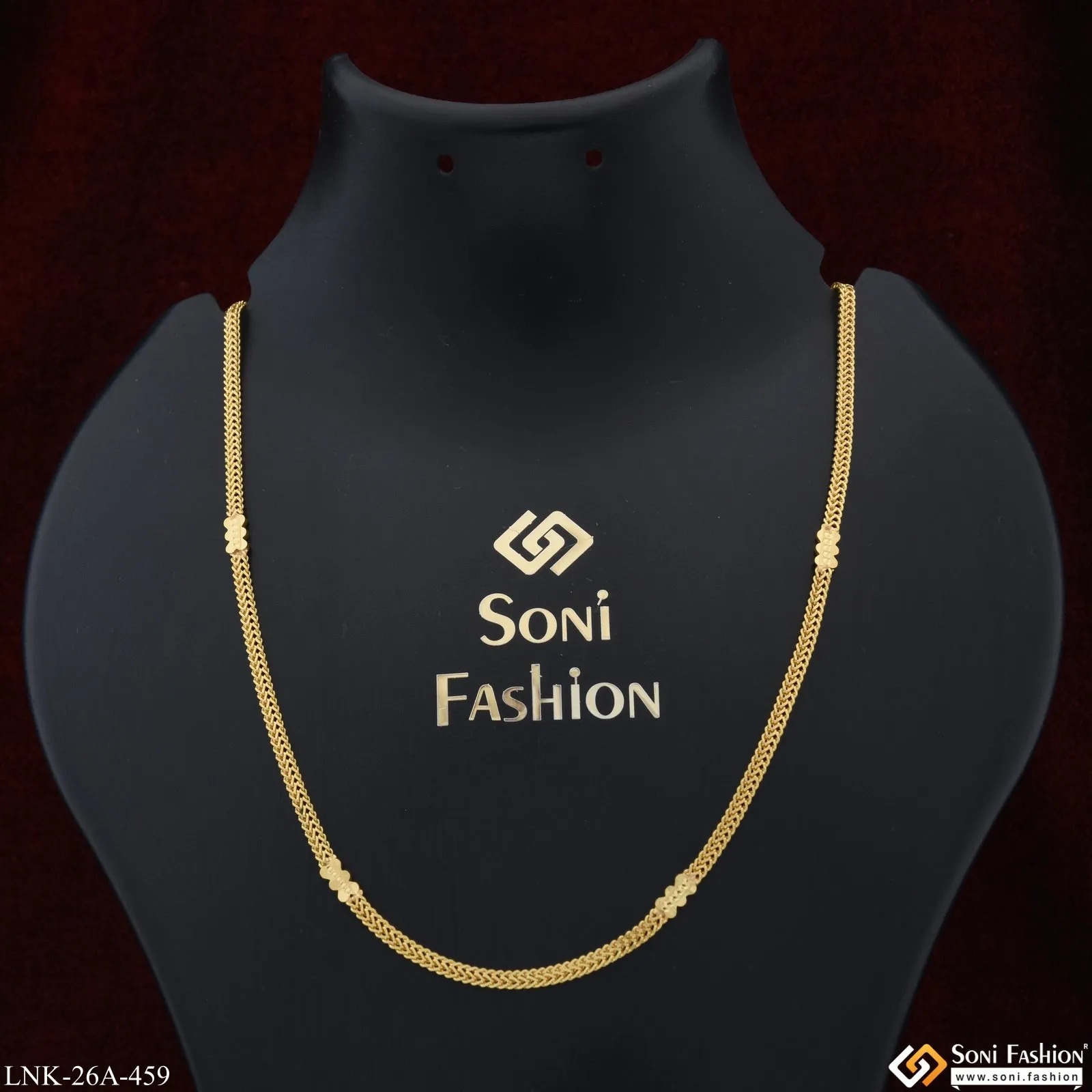 1 Gram Gold Plated Designer Charming Design Chain for Ladies - Style A459