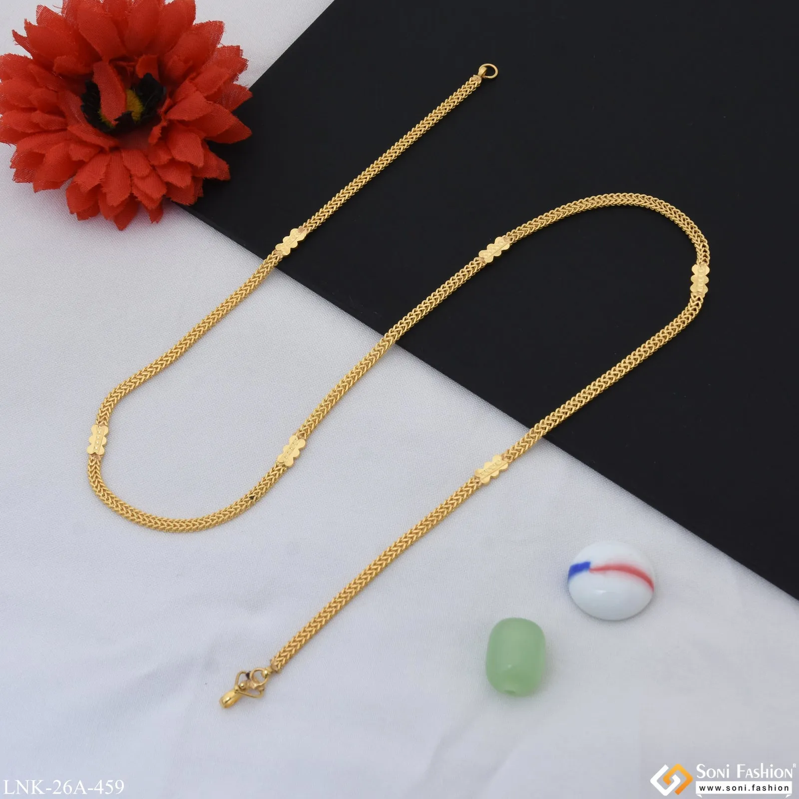 1 Gram Gold Plated Designer Charming Design Chain for Ladies - Style A459