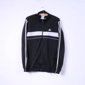 Adidas Mens M Sweatshirt Full Zipper Black Sportswear Shiny Track Top