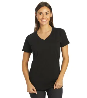 Arena Women's Team Line Short Sleeve V Neck T Shirt Black No Logo