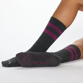 Be Thankful Crew Grip Socks - Mulberry (Barre / Pilates)