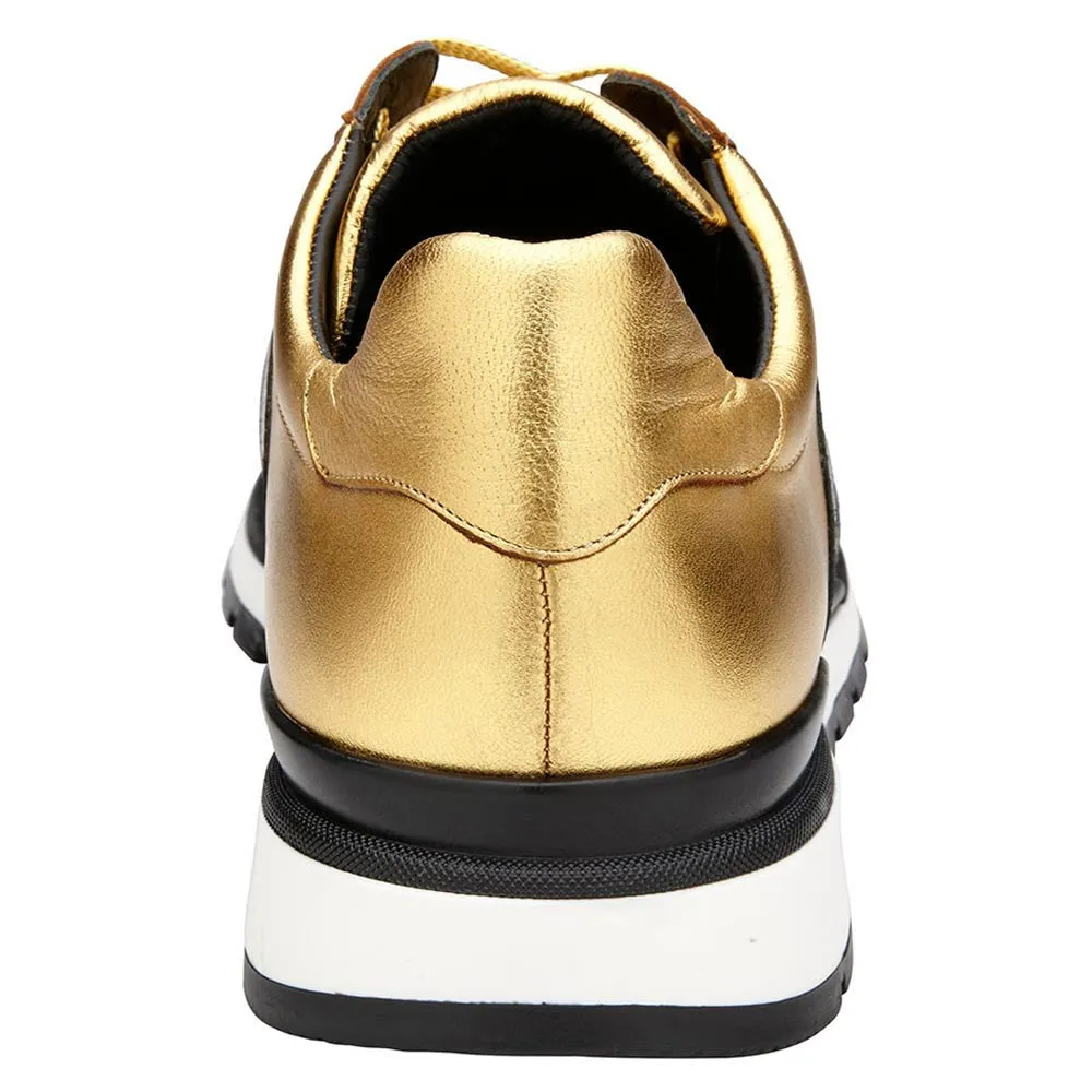 Belvedere Blake Black / Gold Genuine Ostrich Sneakers