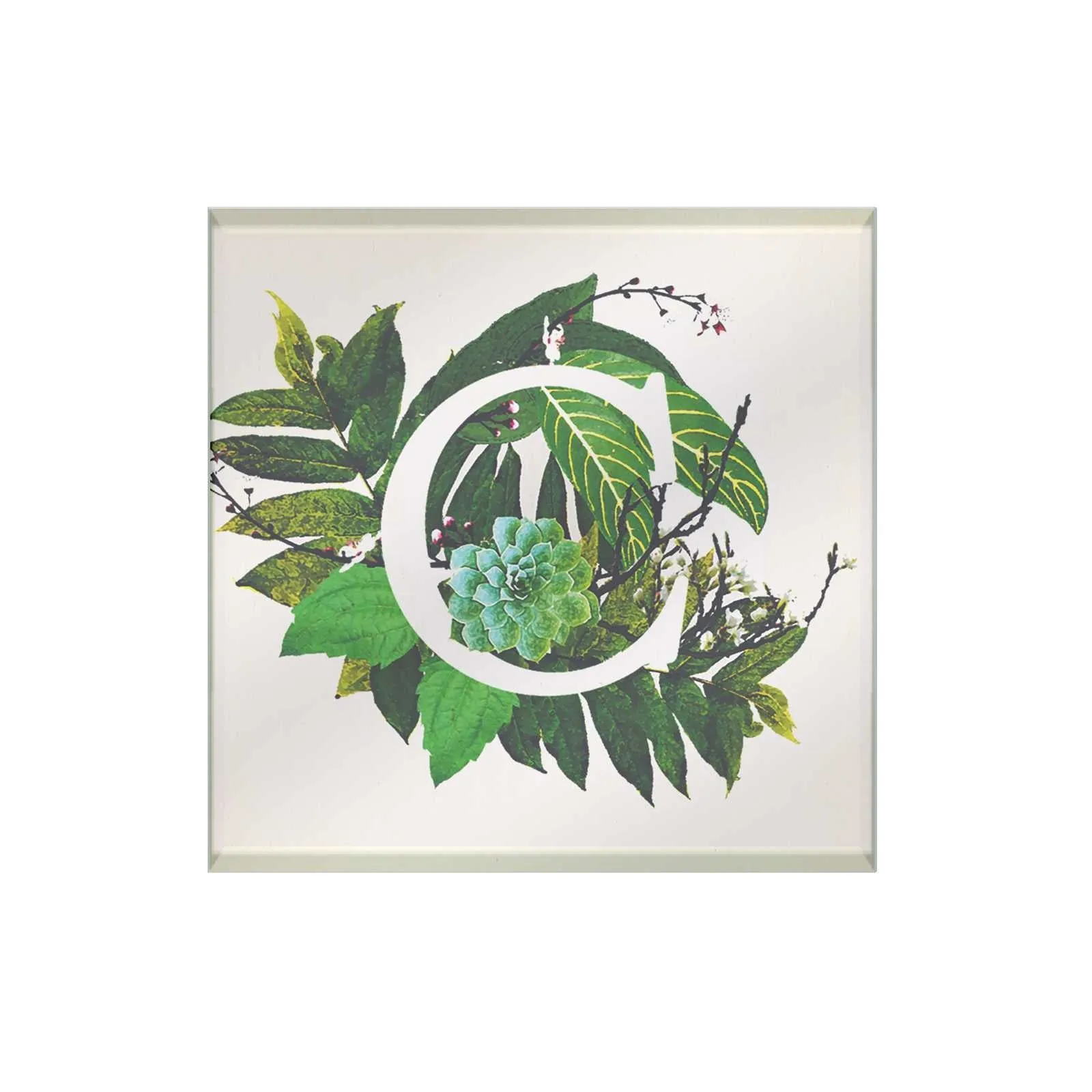 Botanical Monogram Glass Coaster