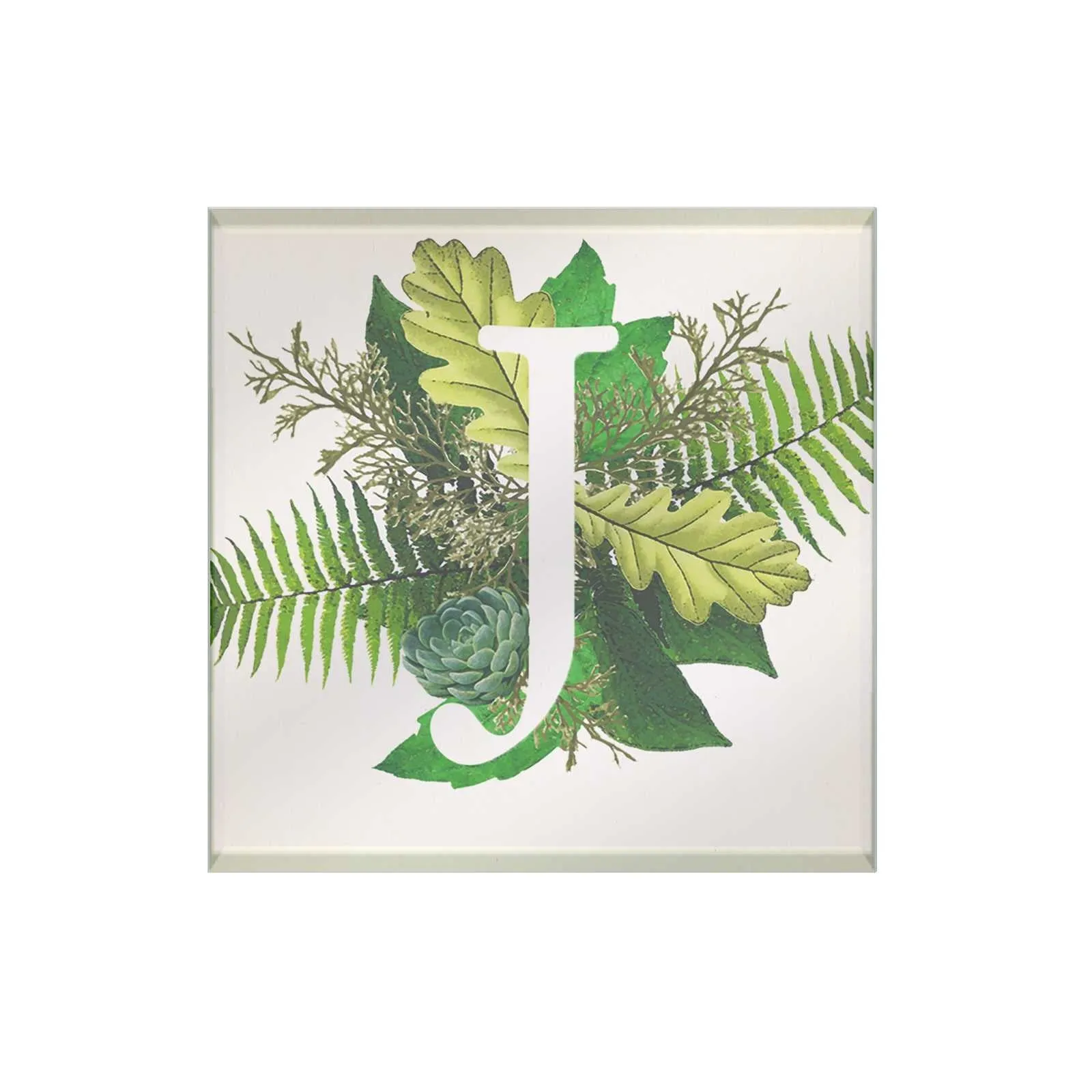 Botanical Monogram Glass Coaster