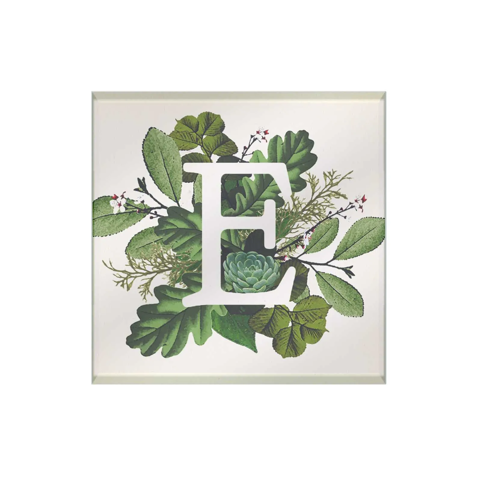 Botanical Monogram Glass Coaster