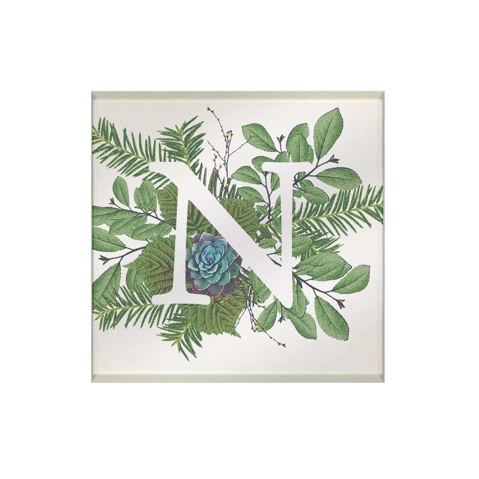 Botanical Monogram Glass Coaster