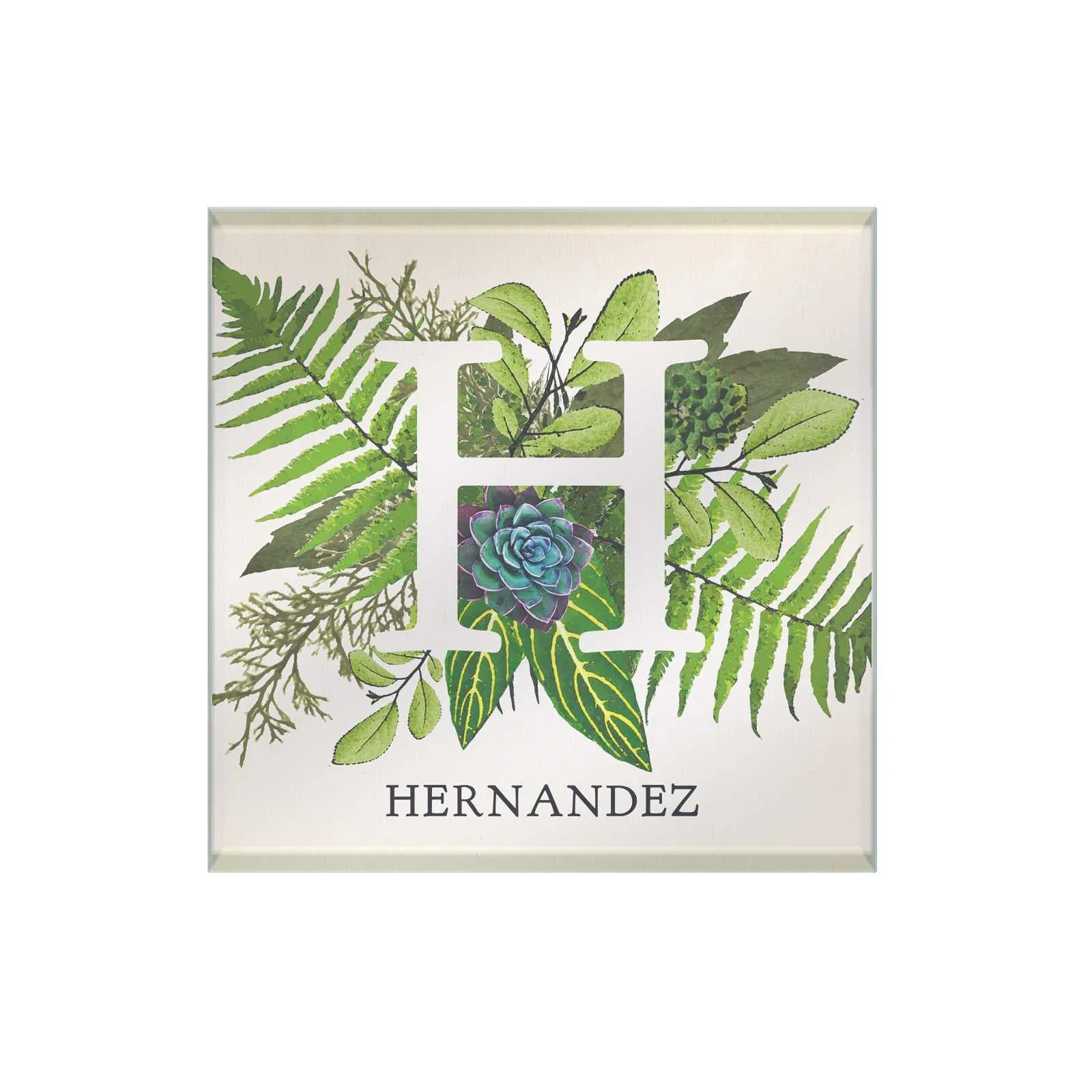 Botanical Monogram Glass Coaster