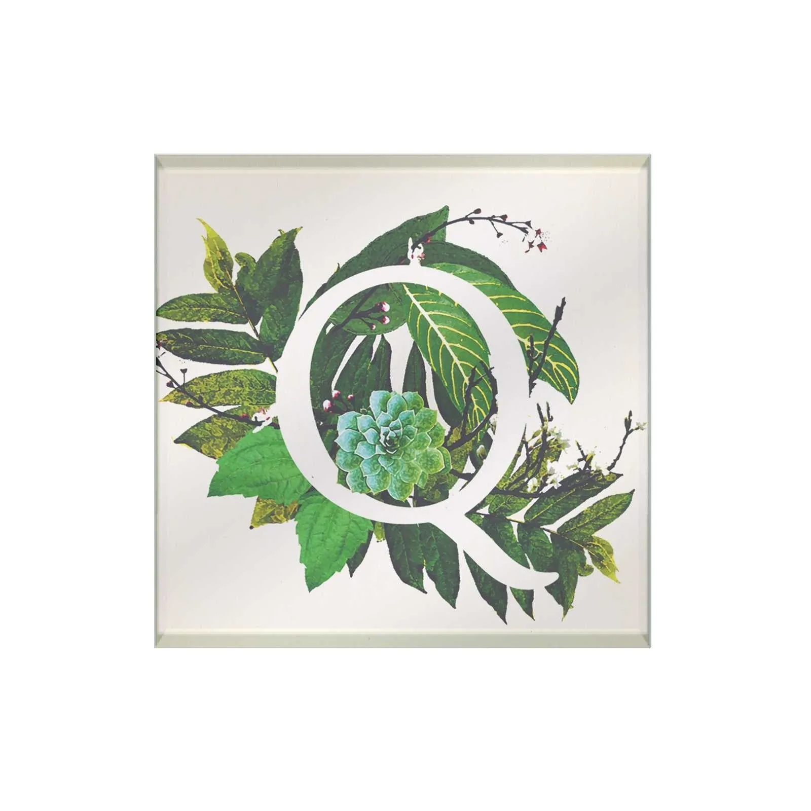 Botanical Monogram Glass Coaster