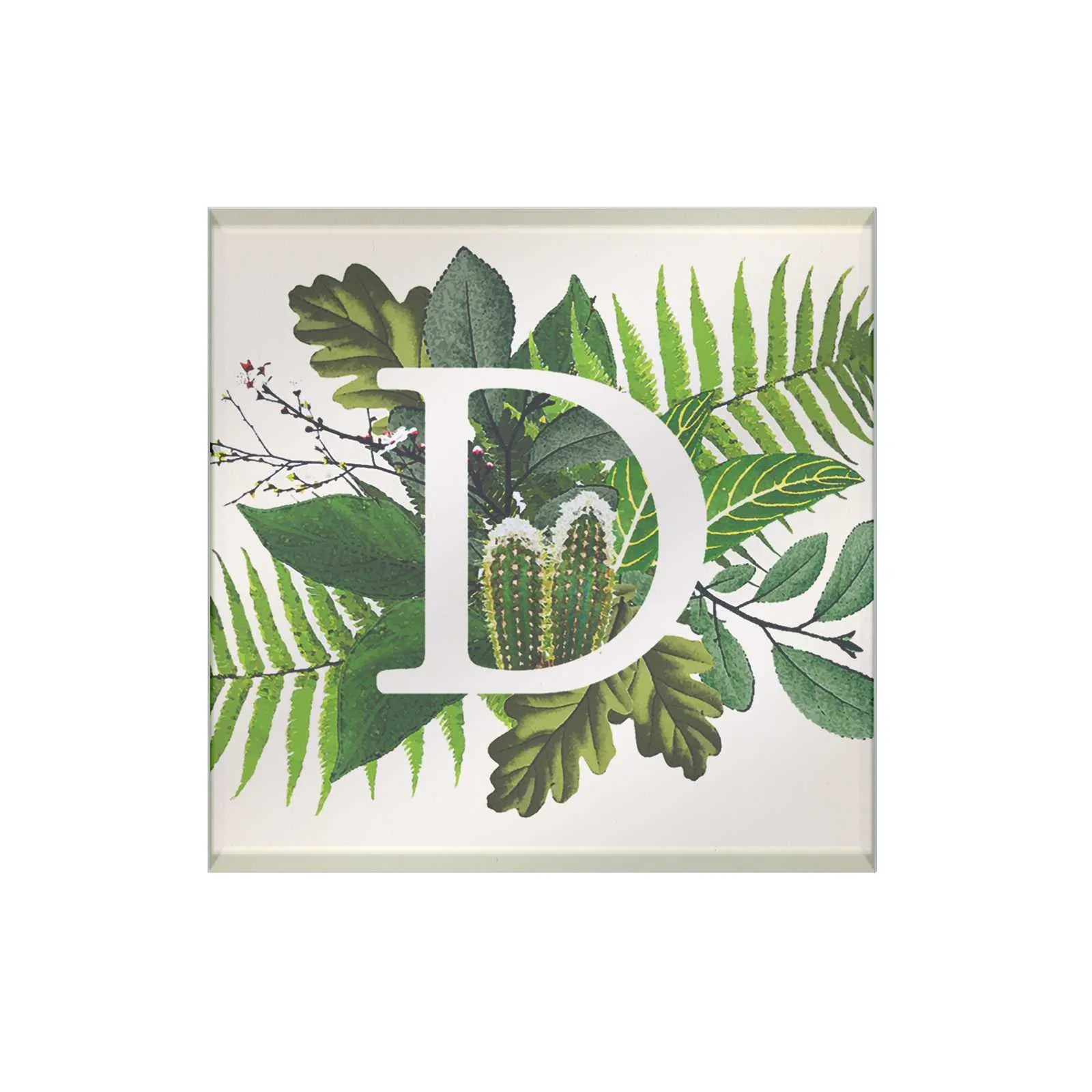 Botanical Monogram Glass Coaster