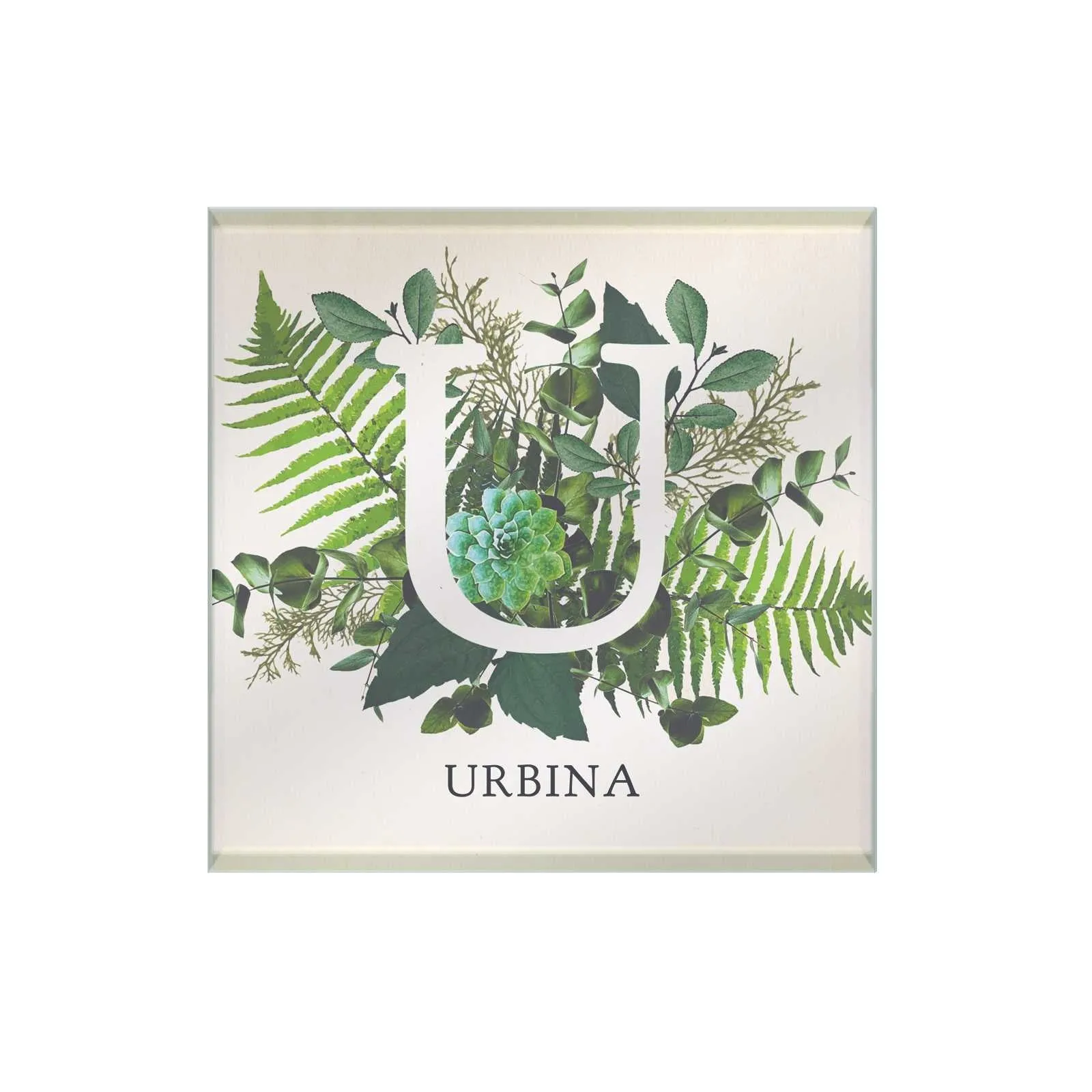 Botanical Monogram Glass Coaster