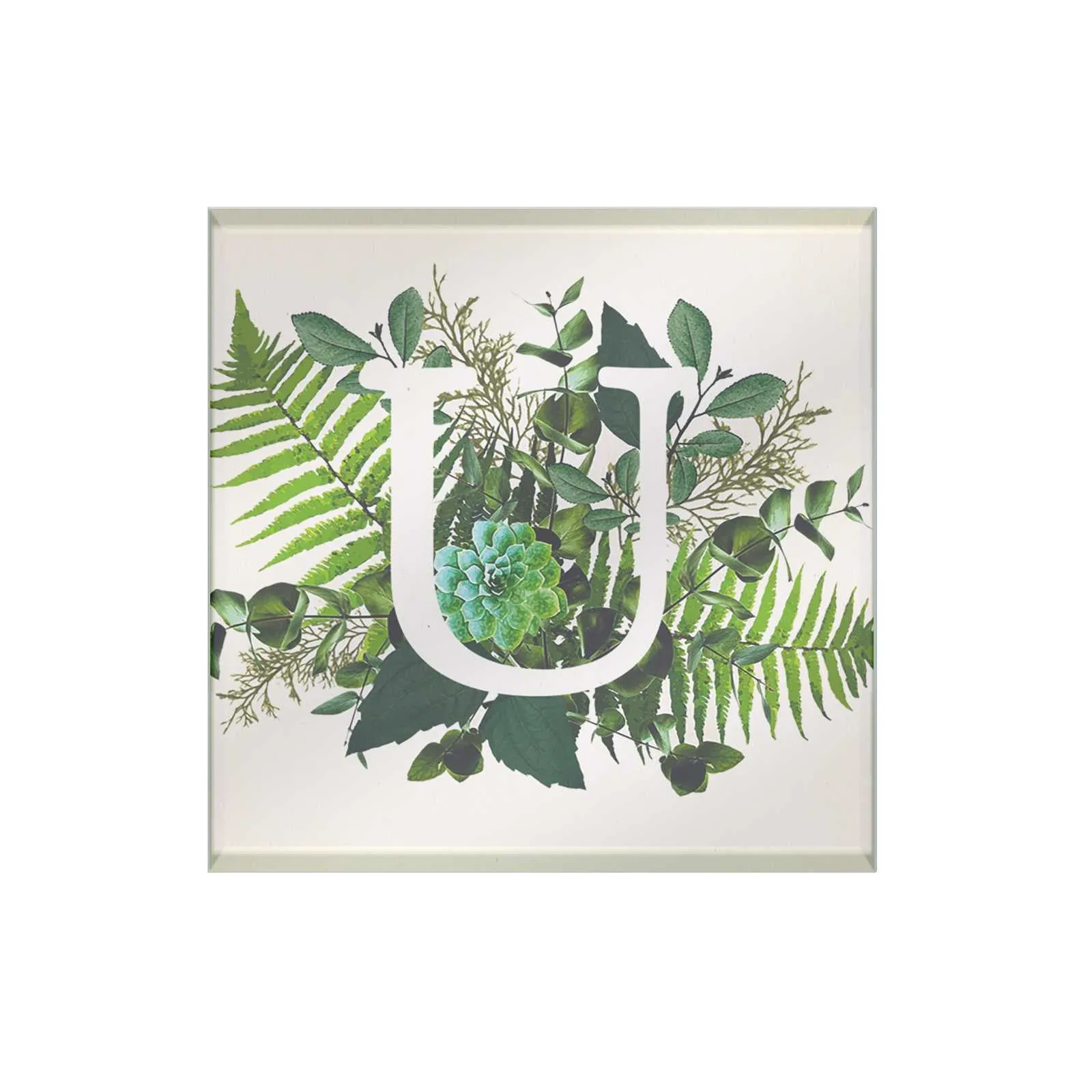 Botanical Monogram Glass Coaster