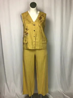 Chico's Size 2 (L/12/14)  Mustard Painted Pants Set