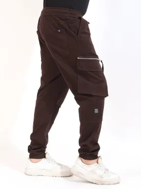 Coffee Peach Cotton Baggy Fit Zipper Cargo