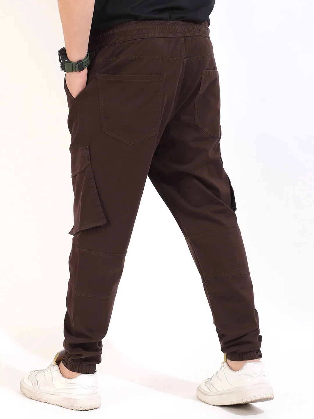 Coffee Peach Cotton Baggy Fit Zipper Cargo