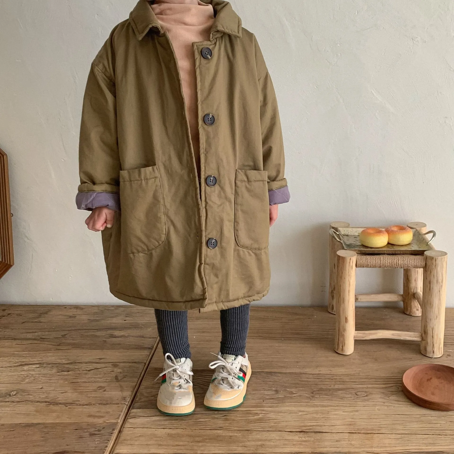 Cozy Kids' Army Green Parka