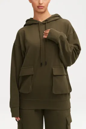 Demi Cargo Pocket Hoodie - Khaki Green