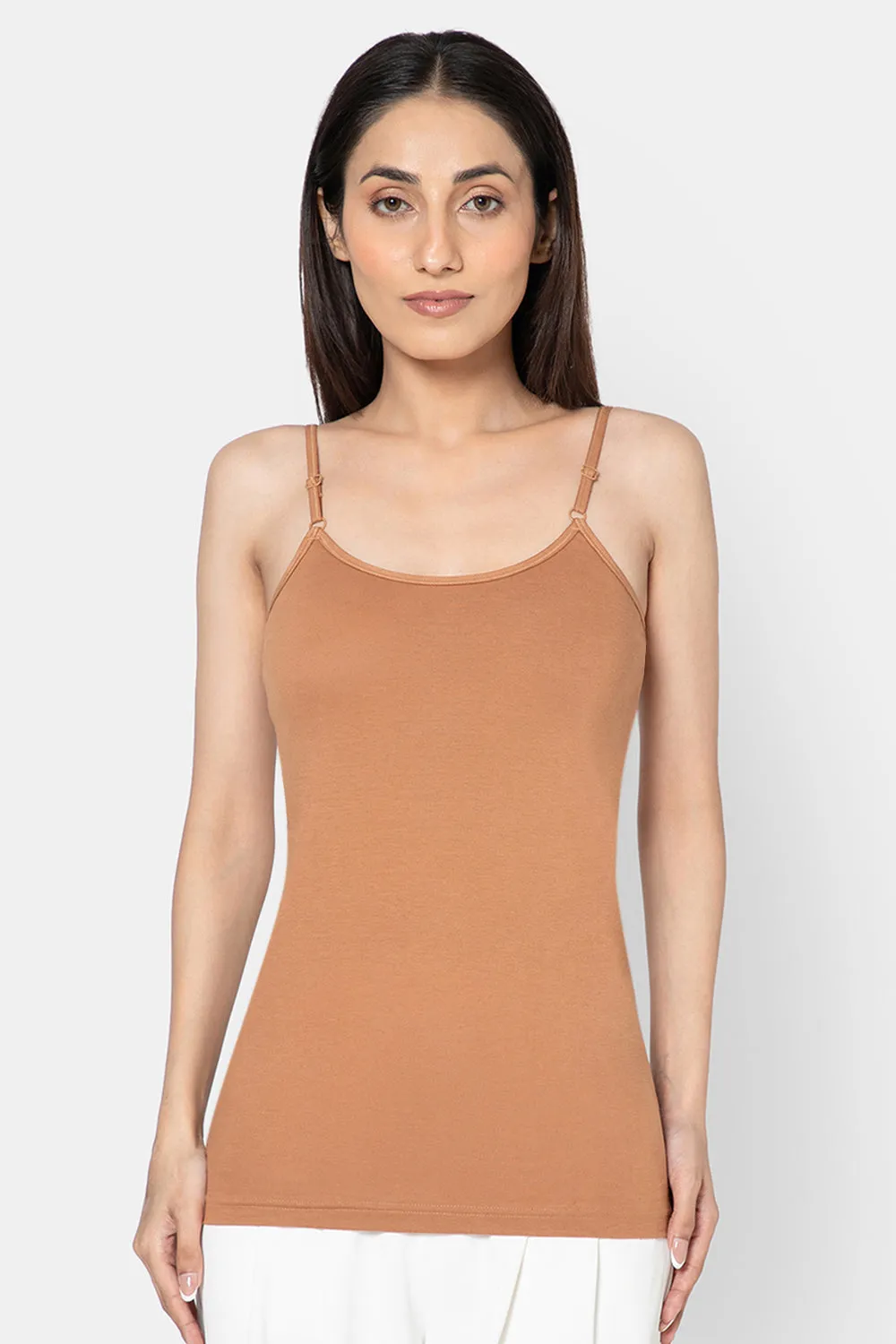 Full Coverage Non-Wired Non-Padded Cotton Intimacy Slip Camisole - Prime Shades - IN08