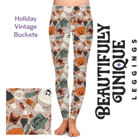 Holiday Vintage Buckets (Semi-Exclusive) - High-quality Handcrafted Vibrant Leggings