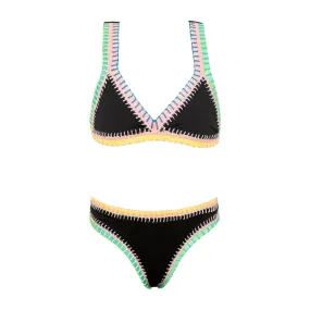 kids rainbow embroidered bikini | black pier