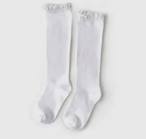 Lace Top Knee Highs, White