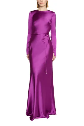 Long Sleeve Satin Gown