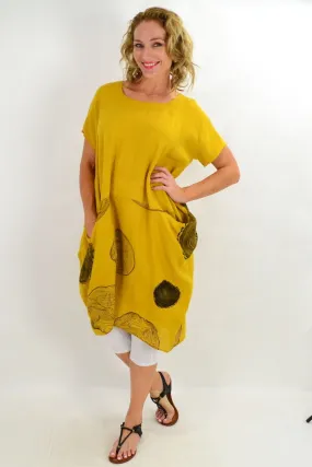 Mustard Short Sleeve Timeless Linen Tunic Dress