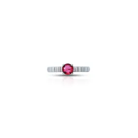 Round Ruby Stone Silver Ring