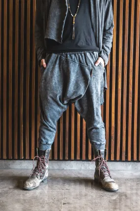 URBAN Ninja - Black Grey Stonewashed Cotton Harem Pants